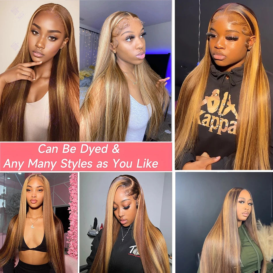 Blonde Ombre Bone Straight Human Hair Wig - Opaline Glam Beauty