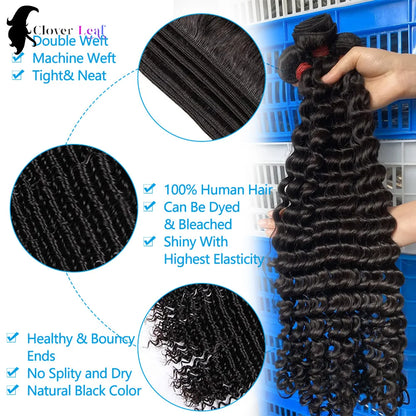 12A Deep Wave Human Hair Bundles 30–32 - Opaline Glam Beauty