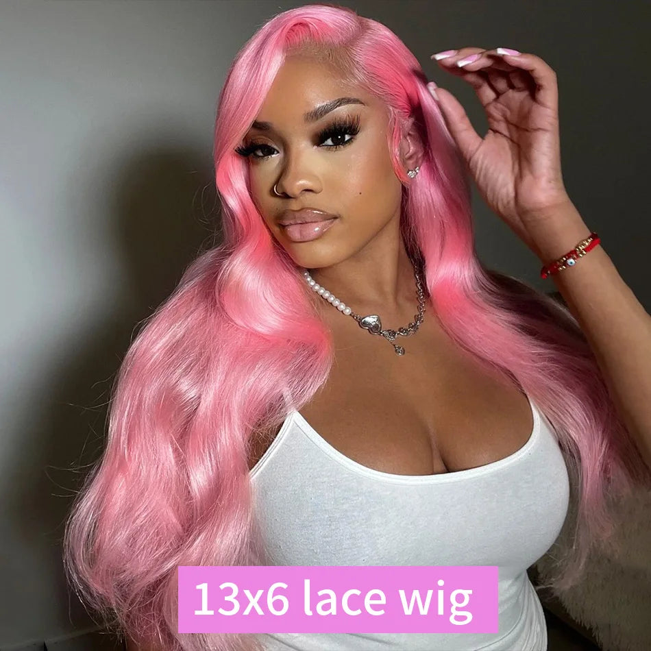 Pink Body Wave Human Hair Wig - Opaline Glam Beauty
