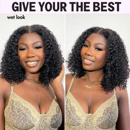 10" Deep Wave Glueless Bob Wig – 250% Density - Opaline Glam Beauty