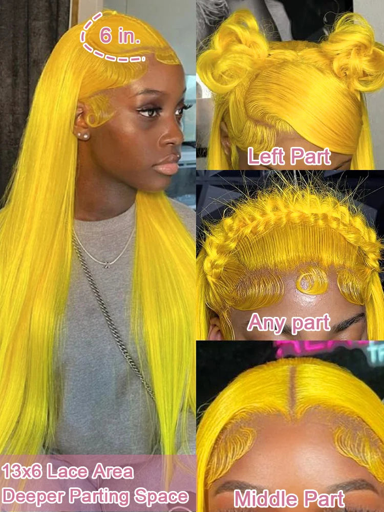 220 Density Light Yellow Straight 13x6 HD Lace Frontal Wigs 100% Human Hair Brazilian 613 Golden Colored Remy Wig Pre Plucked 40 - Opaline Glam Beauty