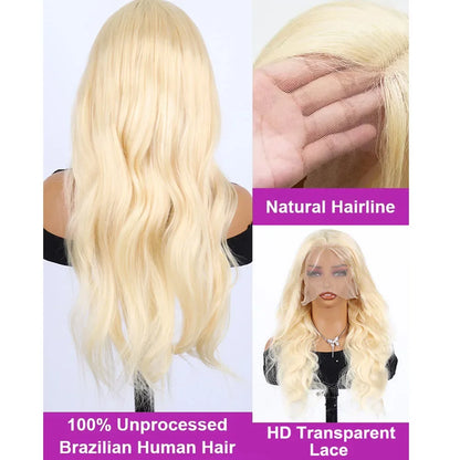 250 Density 613 HD Lace Frontal Wig 13x6 Transparent Colored Body Wave Human Hair Wig 13x4 Blonde Human Lace Front Wig 40 Inch - Opaline Glam Beauty