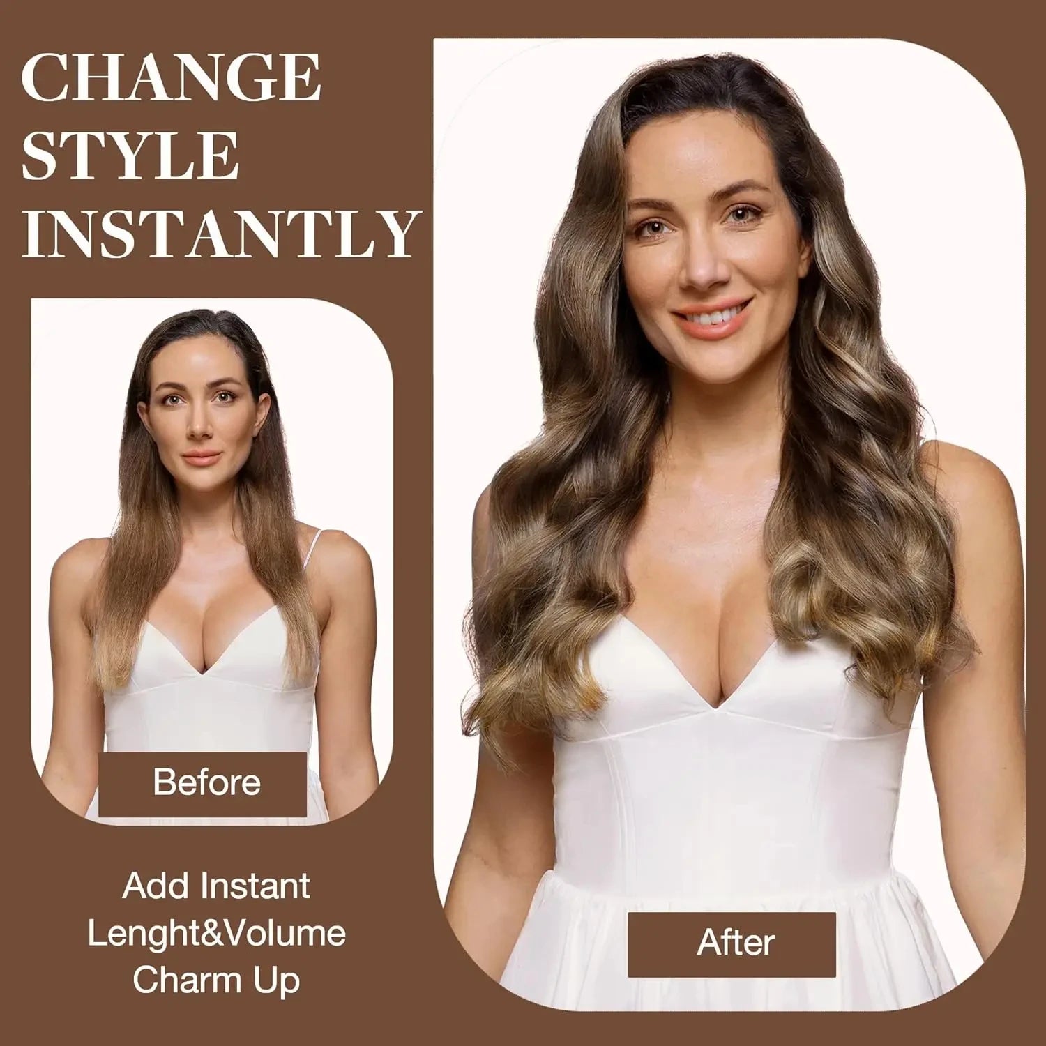 4/27 Ombre Body Wave Clip-In Human Hair Extensions – 120g 8pcs - Opaline Glam Beauty