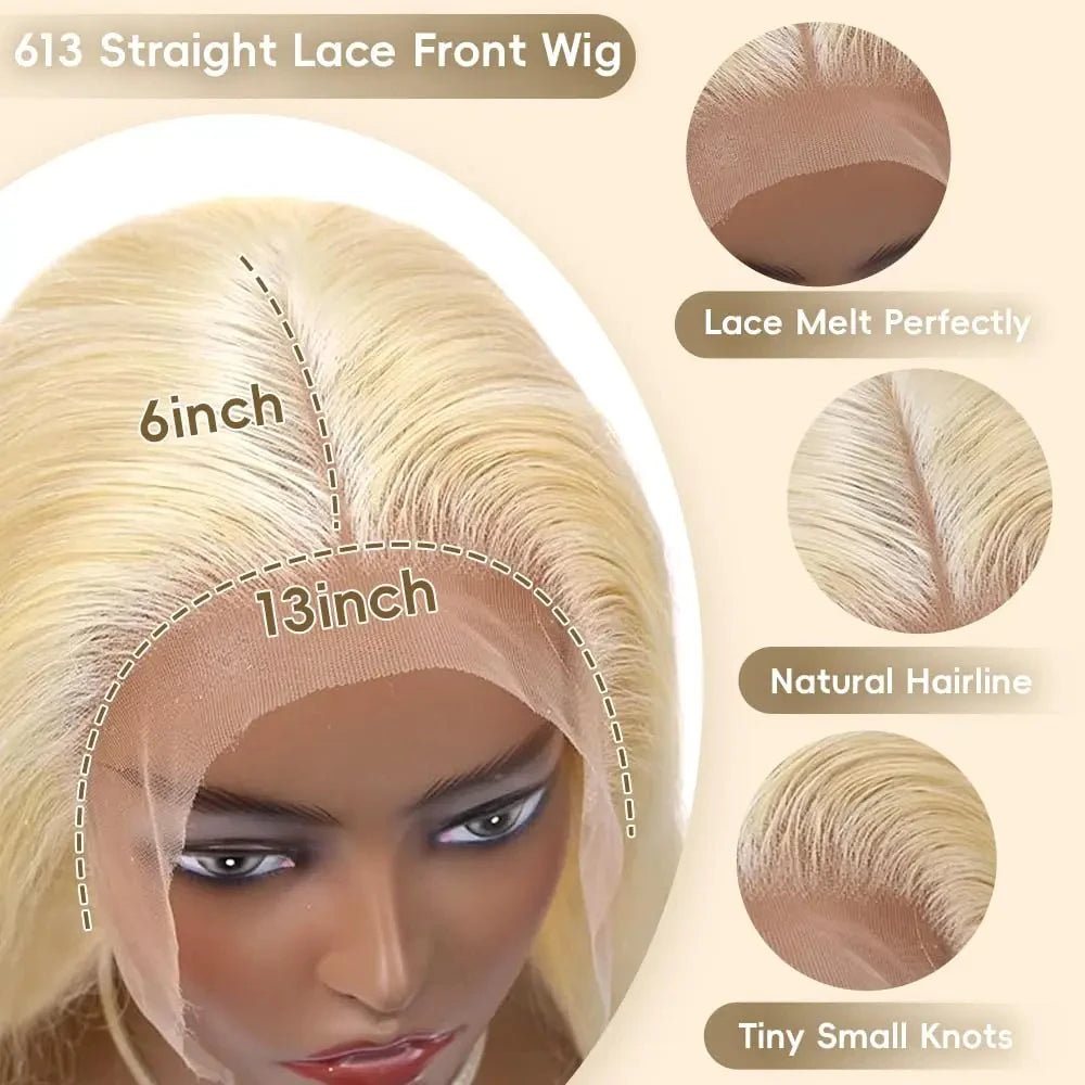 Rosslyn 613 Blonde Straight HD Lace Front Brazilian Human Hair Wig - Opaline Glam Beauty