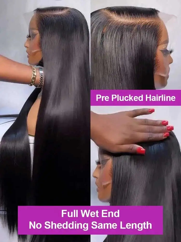 250% Density Glueless Bone Straight HD Lace Front Human Hair Wig - Opaline Glam Beauty