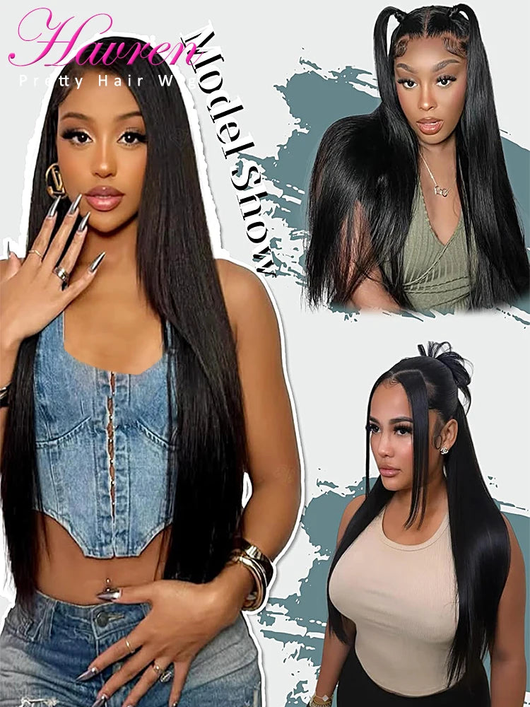 40" Straight HD Lace Front Human Hair Wig – Ready to Wear - Opaline Glam Beauty
