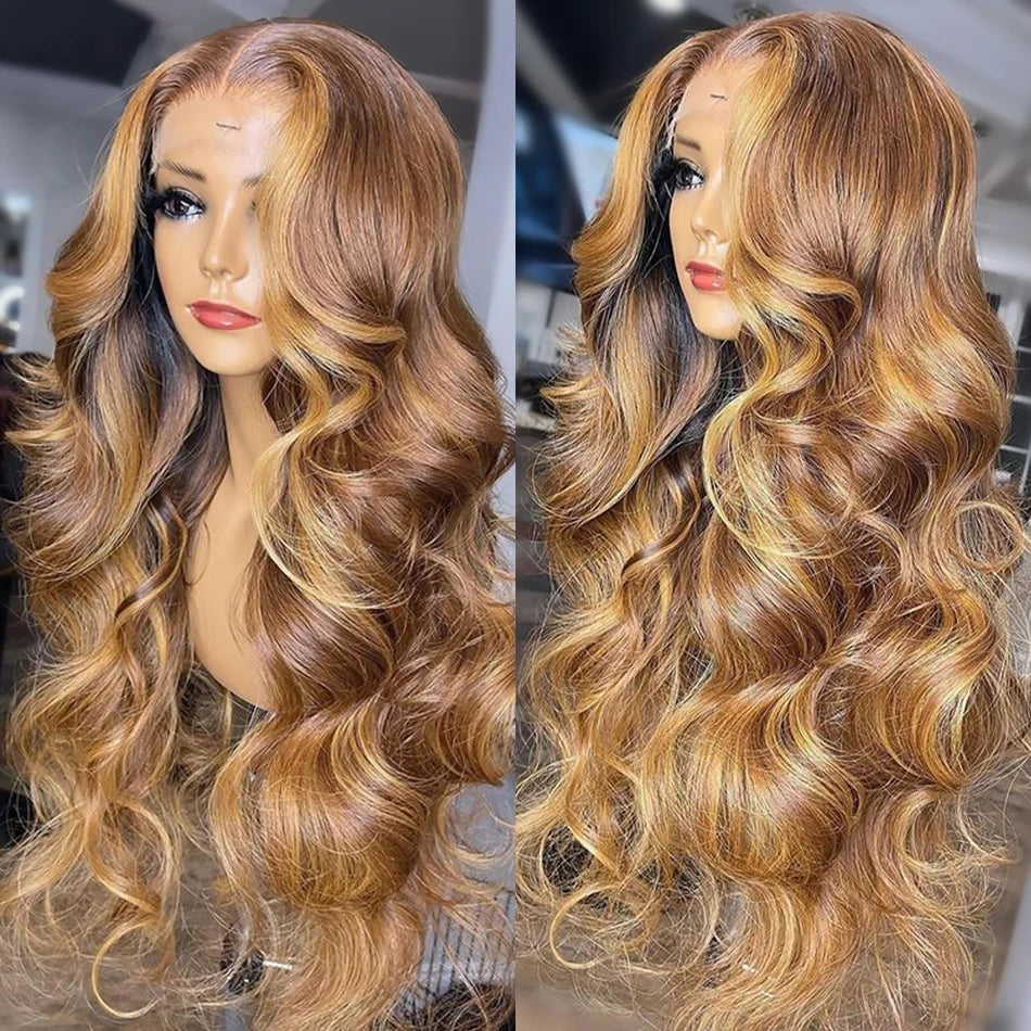 Honey Blonde Highlight Body Wave Lace Front Wig - Opaline Glam Beauty