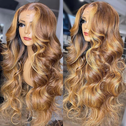 Honey Blonde Highlight Body Wave Lace Front Wig - Opaline Glam Beauty