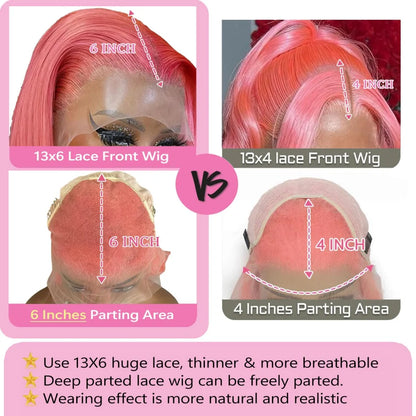 Pink Body Wave Human Hair Wig - Opaline Glam Beauty