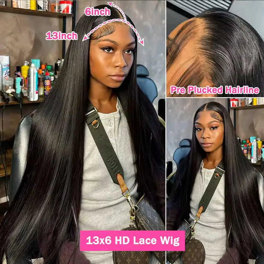 40–42 Inch Straight HD Lace Front Human Hair Wig for Women - Opaline Glam Beauty