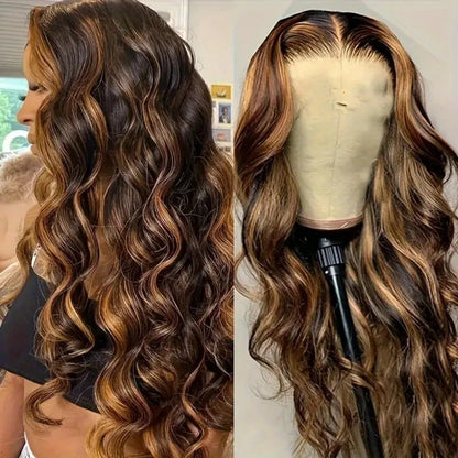 30" Honey Blonde 4/27 Ombre HD Lace Front Human Hair Wig - Opaline Glam Beauty