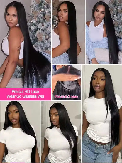 40–42 Inch Straight HD Lace Front Human Hair Wig for Women - Opaline Glam Beauty