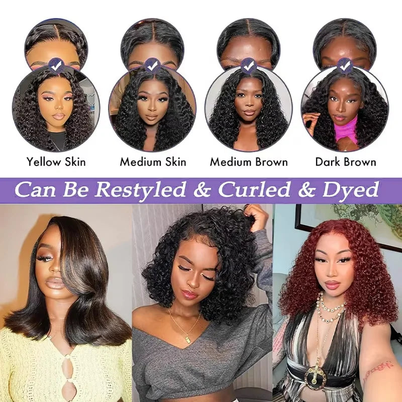 10" Deep Wave Glueless Bob Wig – 250% Density - Opaline Glam Beauty