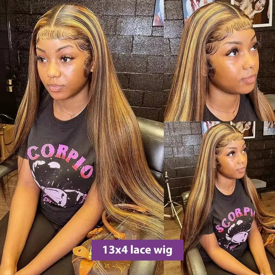 Blonde Ombre Bone Straight Human Hair Wig - Opaline Glam Beauty