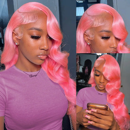 Pink Body Wave Human Hair Wig - Opaline Glam Beauty