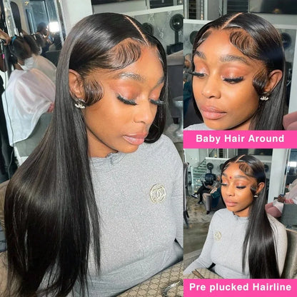 250% Density Bone Straight Glueless HD Lace Front Wig - Opaline Glam Beauty
