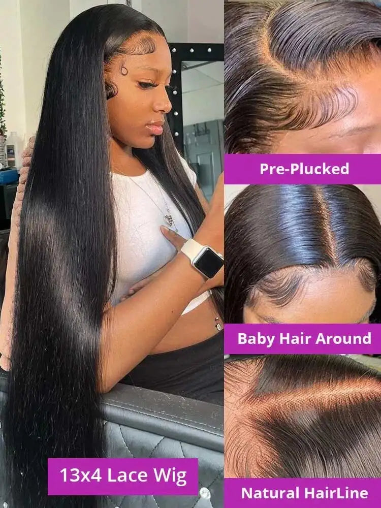 250% Density Glueless Bone Straight HD Lace Front Human Hair Wig - Opaline Glam Beauty