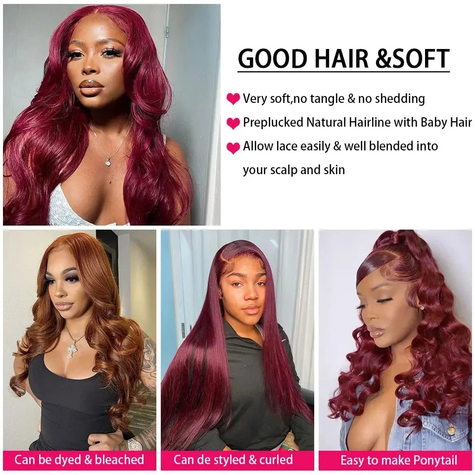 Brazilian 100% Raw Hair Bundles – Wine Red - Opaline Glam Beauty