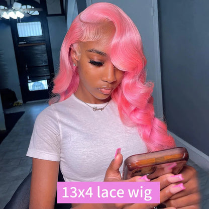 Pink Body Wave Human Hair Wig - Opaline Glam Beauty