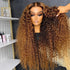 30 Inch 250 Density Highlight Honey Brown Curly Lace Front Human Hair Wigs 13x6 13x4 Ombre Colored Deep Wave Lace Frontal Wig - Opaline Glam Beauty