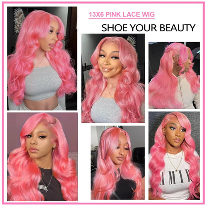 Pink Body Wave Human Hair Wig - Opaline Glam Beauty