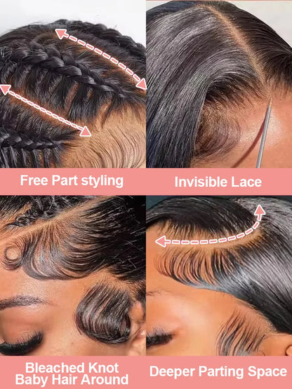 30 40 Inch 13x6 13x4 Bone Straight Hd Transparent Lace Front Human Hair Wigs 4x4 5x5 Glueless Wigs Human Hair Ready To Wear 360 - Opaline Glam Beauty