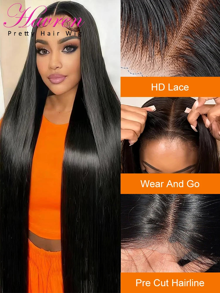 40" Straight HD Lace Front Human Hair Wig – Ready to Wear - Opaline Glam Beauty