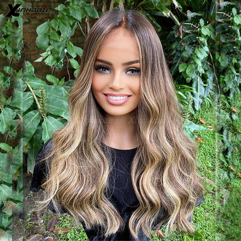 Brown Root Ombre Blonde Body Wave Wig - Opaline Glam Beauty