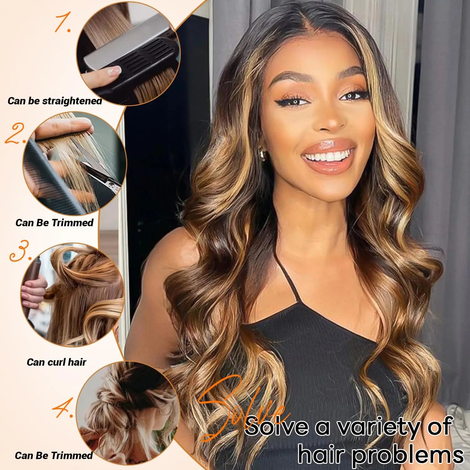 Ombre 4/27 Body Wave Clip In Hair Extensions 16-26 Inch Indian Hair Highlight Full Head Clip In Human Hair Extensions 120G/8pcs