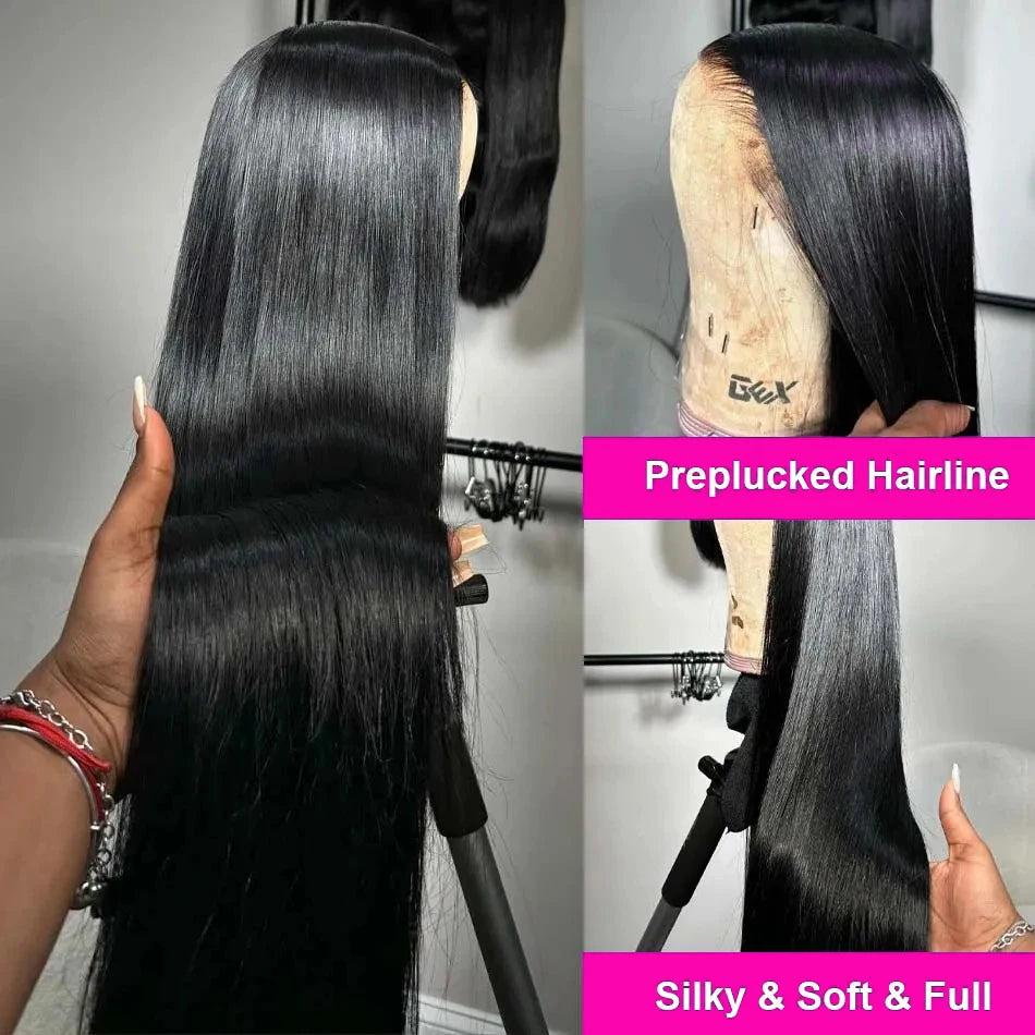 250% Density Bone Straight Glueless HD Lace Front Wig - Opaline Glam Beauty