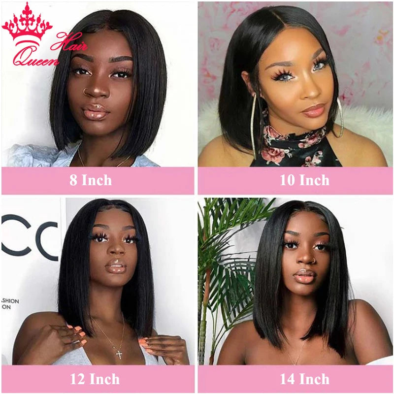 Queen Hair HD Bob Wig Bone Straight HD 4x4 5x5 6x6 Closure Wig HD 13x6 13x4 Full Frontal Bob Wig 100% Raw Human Hair Pre-plucked - Opaline Glam Beauty
