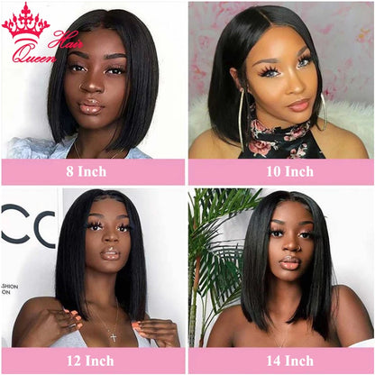 Queen Hair HD Bob Wig Bone Straight HD 4x4 5x5 6x6 Closure Wig HD 13x6 13x4 Full Frontal Bob Wig 100% Raw Human Hair Pre-plucked - Opaline Glam Beauty