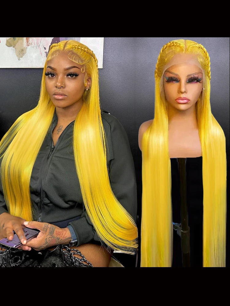 220 Density Light Yellow Straight 13x6 HD Lace Frontal Wigs 100% Human Hair Brazilian 613 Golden Colored Remy Wig Pre Plucked 40 - Opaline Glam Beauty
