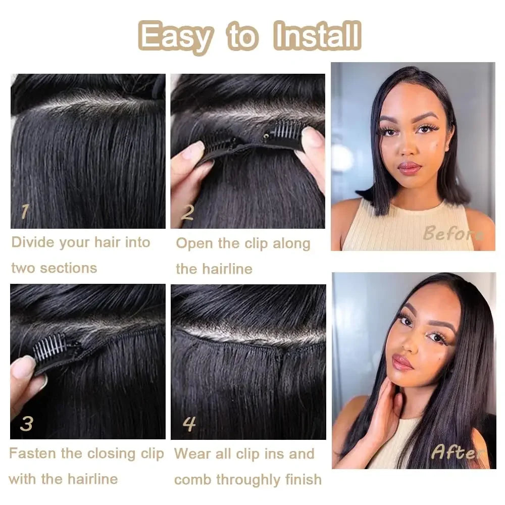 Ombre 4/27 Body Wave Clip In Hair Extensions 16-26 Inch Indian Hair Highlight Full Head Clip In Human Hair Extensions 120G/8pcs