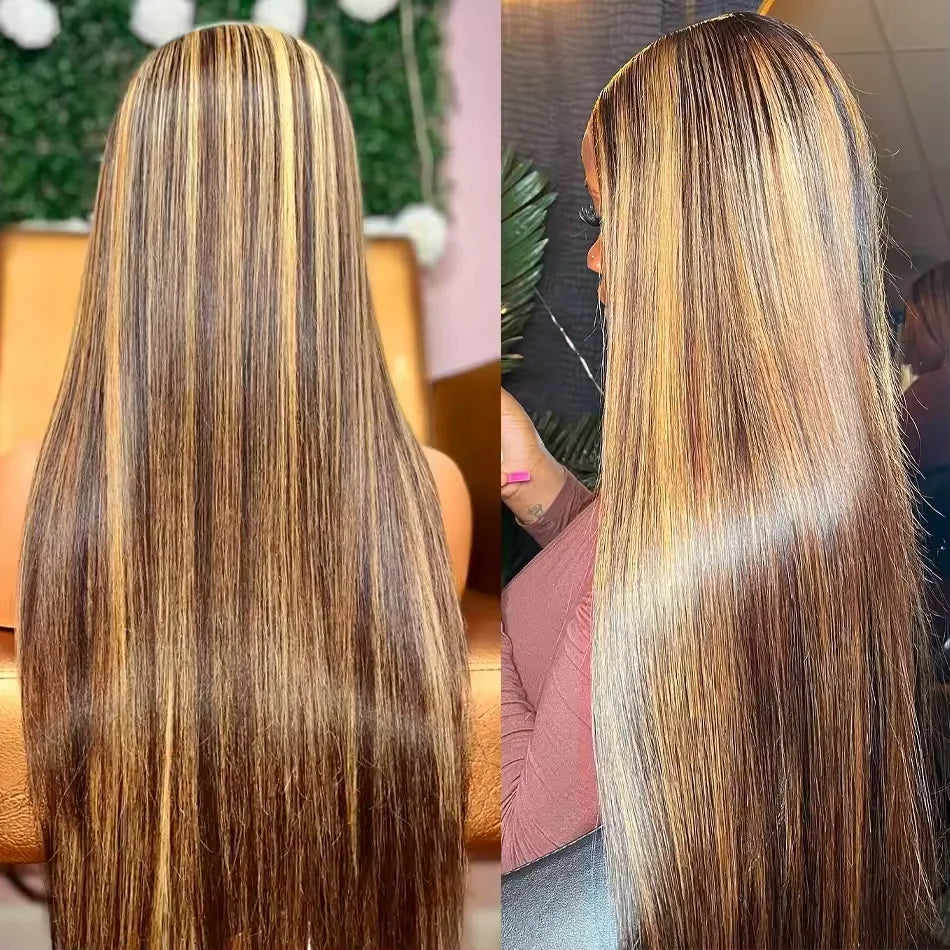 Blonde Ombre Bone Straight Human Hair Wig - Opaline Glam Beauty