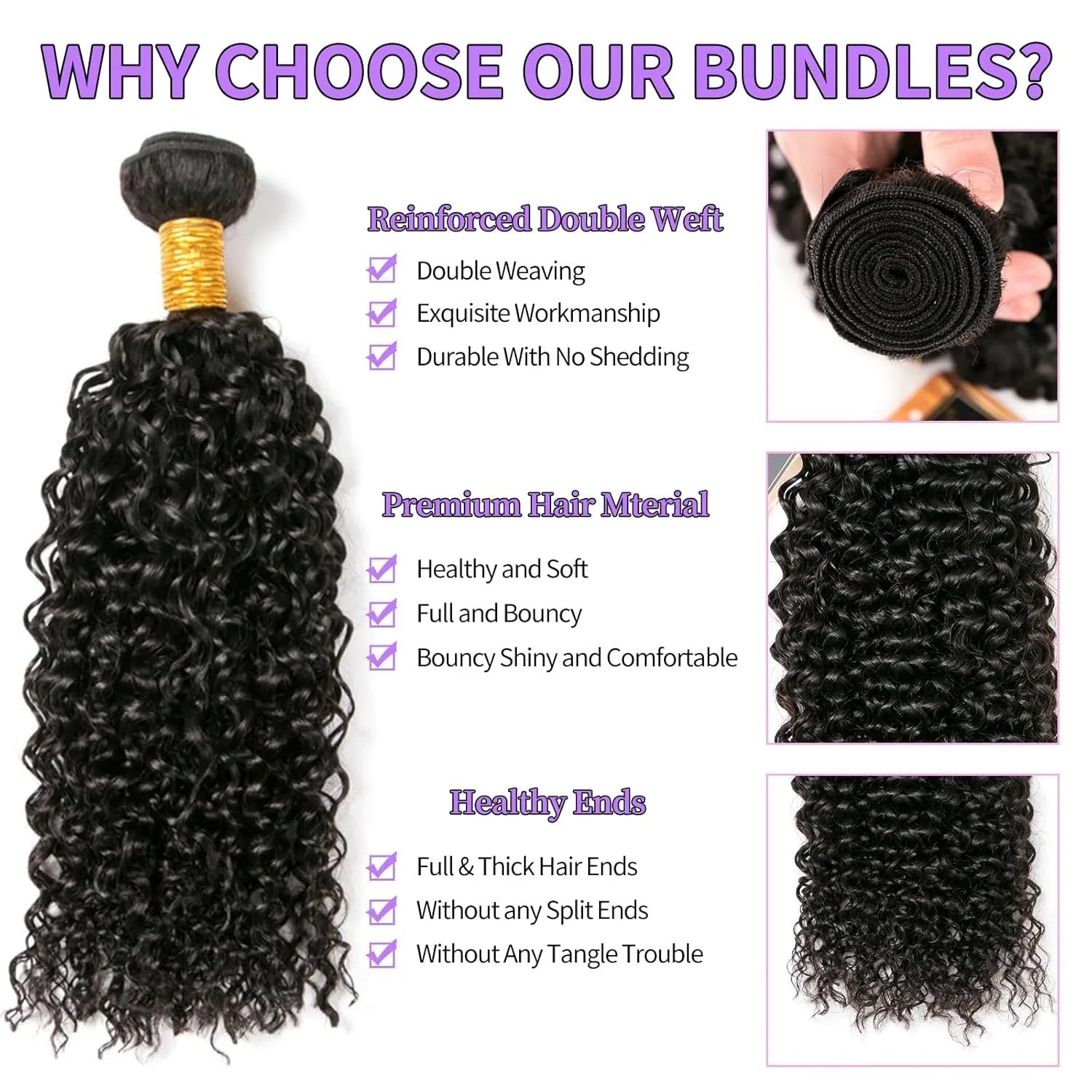 Virgin Jerry Curly Human Hair Bundles - Opaline Glam Beauty