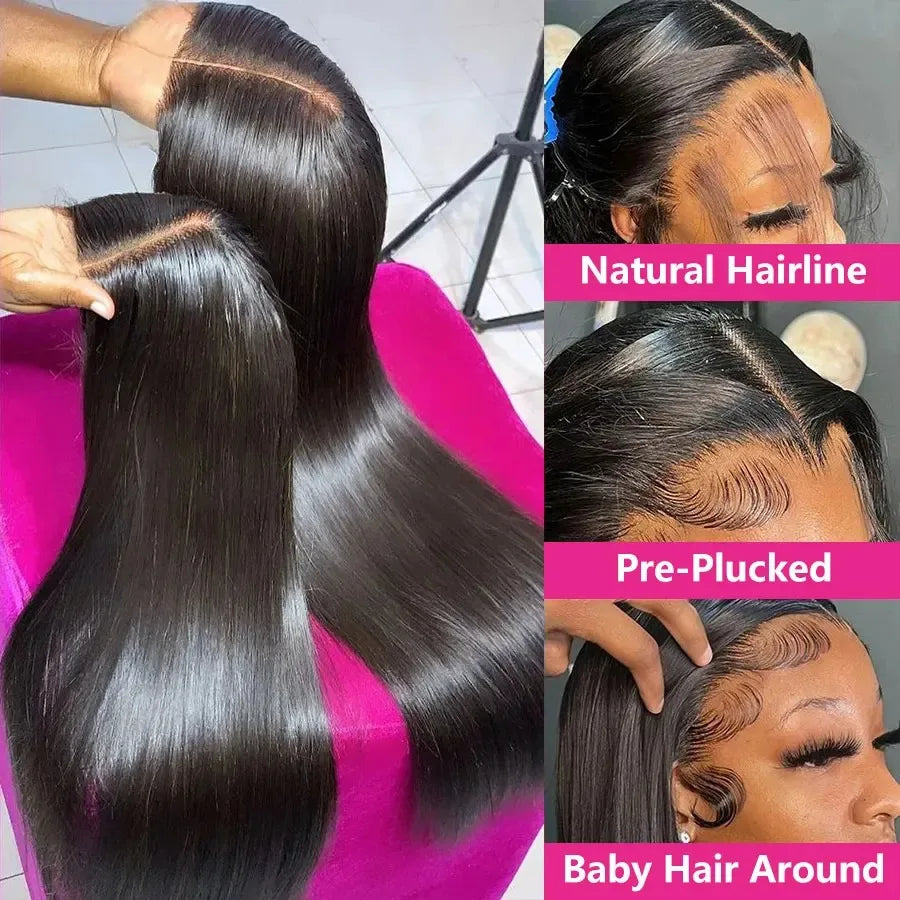 250% Density Bone Straight Glueless HD Lace Front Wig - Opaline Glam Beauty