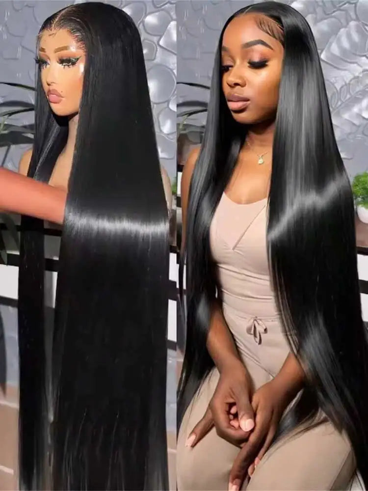 40–42 Inch Straight HD Lace Front Human Hair Wig for Women - Opaline Glam Beauty