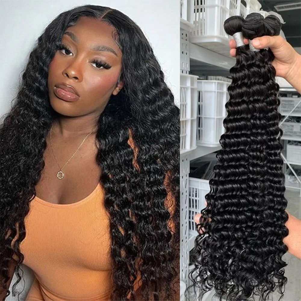 Deep Wave Brazilian Human Hair Bundles - Opaline Glam Beauty