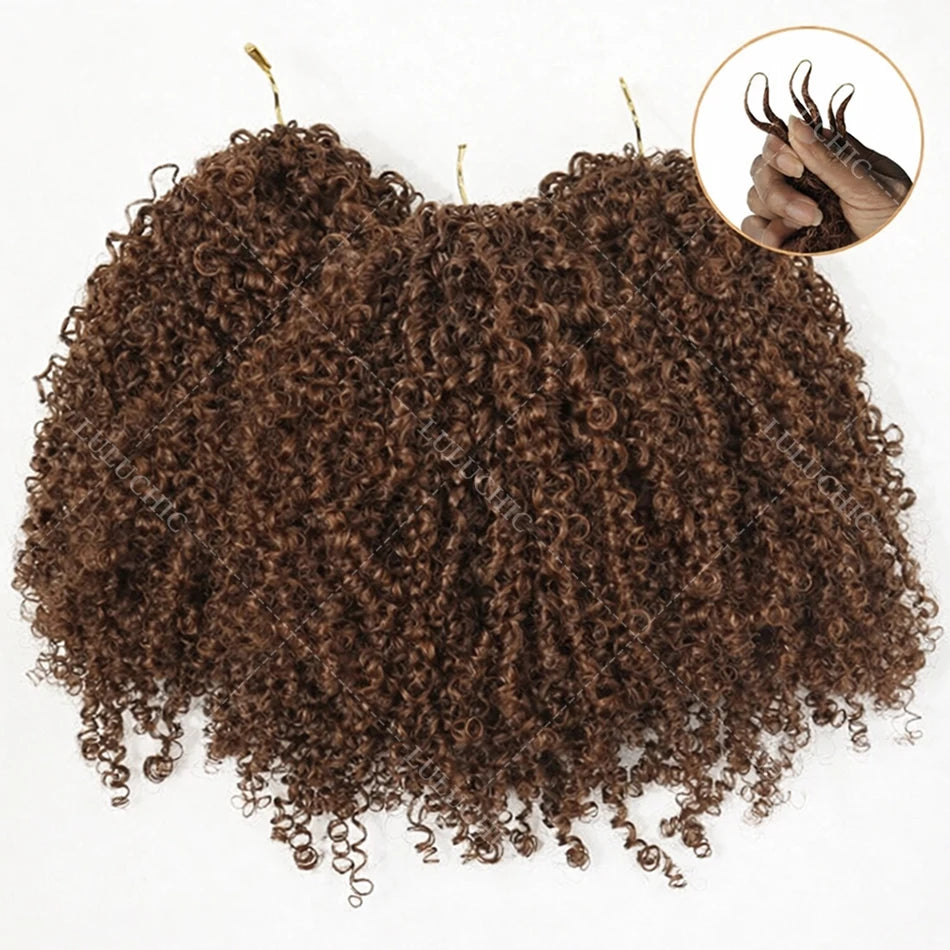 12A Dark Brown Kinky Curly Crochet Hair Extensions - Opaline Glam Beauty