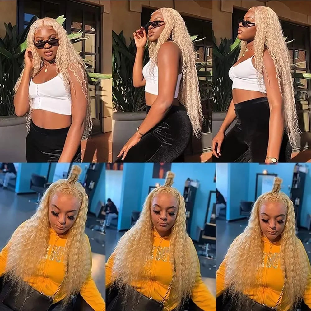 613 Blonde Deep Wave Curly Hair Bundles - Opaline Glam Beauty
