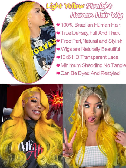 220 Density Light Yellow Straight 13x6 HD Lace Frontal Wigs 100% Human Hair Brazilian 613 Golden Colored Remy Wig Pre Plucked 40 - Opaline Glam Beauty