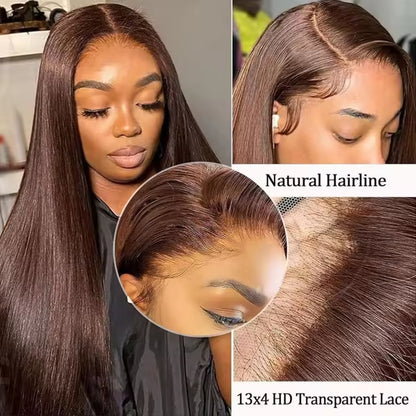 13x4 HD Lace Front Wig, Human Hair, Natural Brazilian Brown Wig, Women&