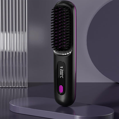 S7 Portable Cordless Hair Straightening Brush With LED Display - Lightweight