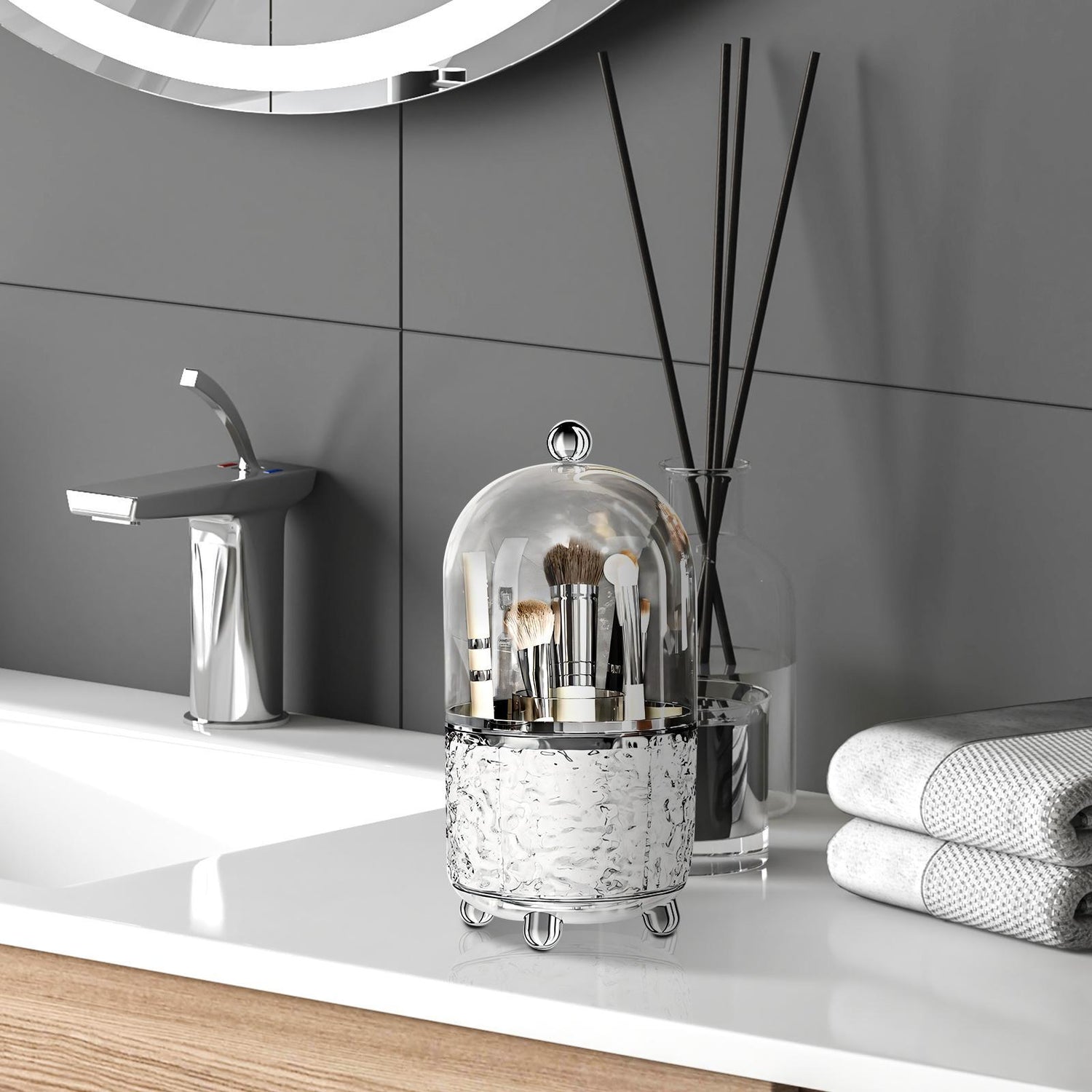 Large Capacity Bathroom Makeup Brush Storage Rack