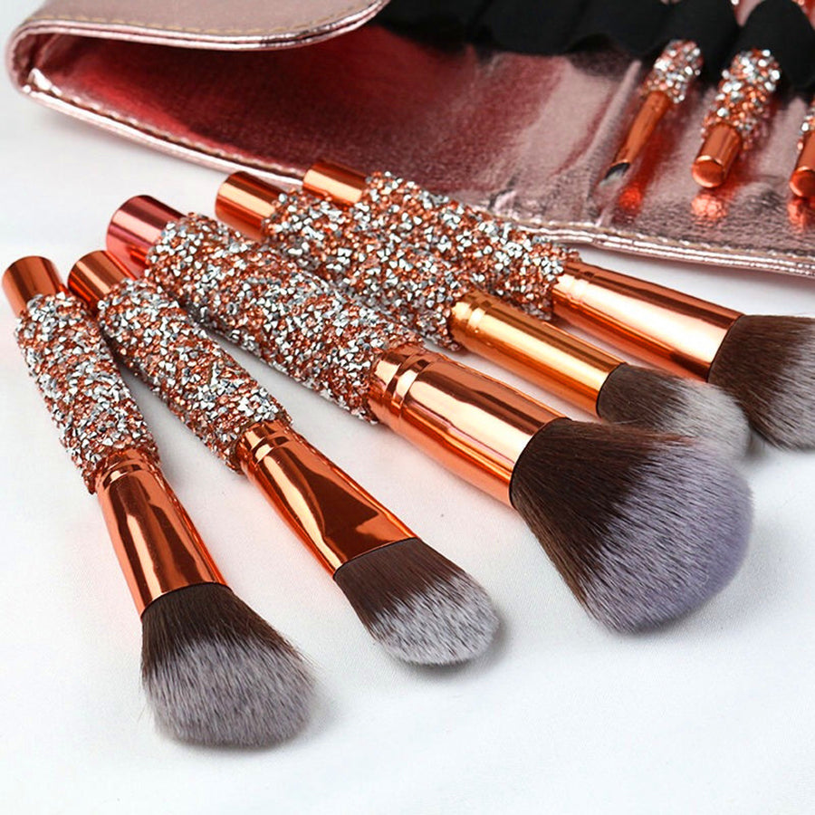 10-Piece Luxury Crystal Diamond Makeup Brush Set