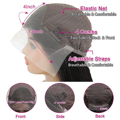 13x4 Lace Front Human Hair Wigs Natural Color Body Wave Density