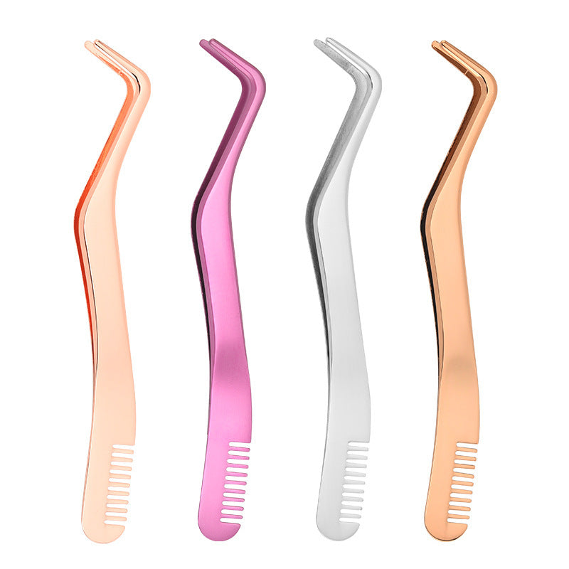 Eyelash With Comb Aid Metal Tweezers Beauty Tools - Opaline Glam Beauty