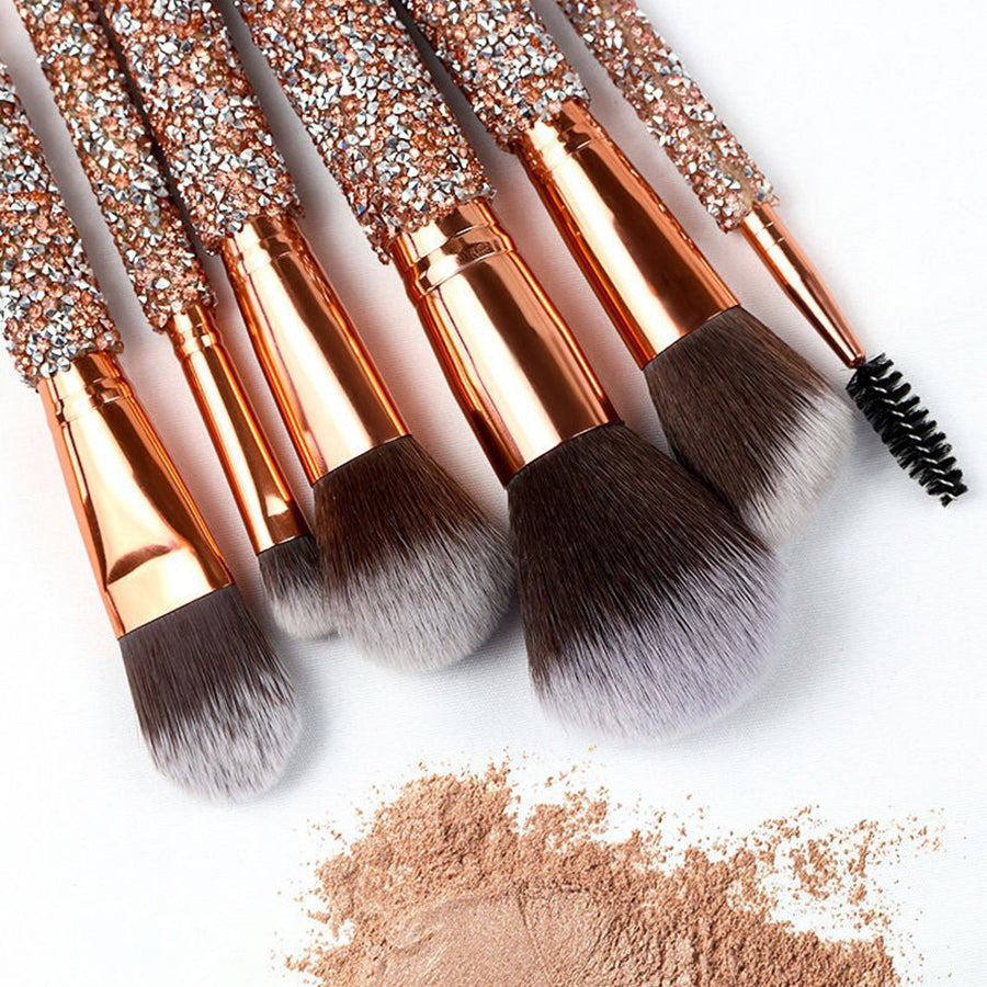 10-Piece Luxury Crystal Diamond Makeup Brush Set
