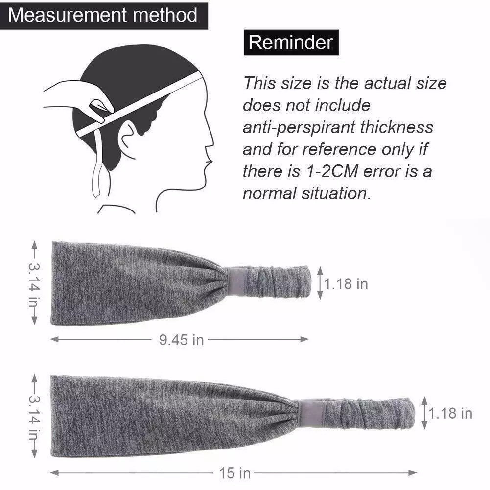 Sports Headbands For Men &amp; Women -5 Pack,  Wicking Sweatbands, Elastic Non Slip Sweat Bands